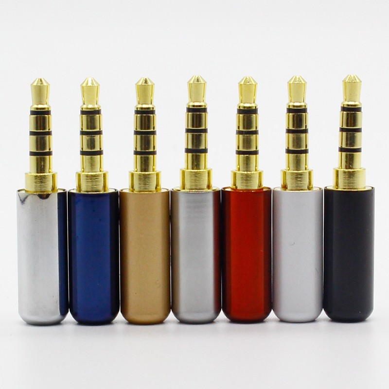 7pcs Copper Gold Plated 1/8" 3.5mm Male Mini Jack Plug soldering 4 pole plug Repair Headphone Cable Solder