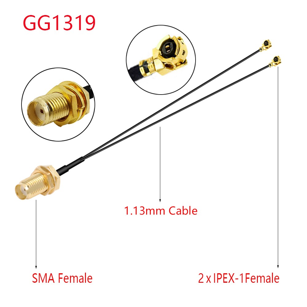 10pcs RF1.13 0.81 Pigtail RF Coax Extension Jumper SMA Male to Dual MHF4 IPEX1/4 Female IPX U.fl Y Type Splitter Combiner