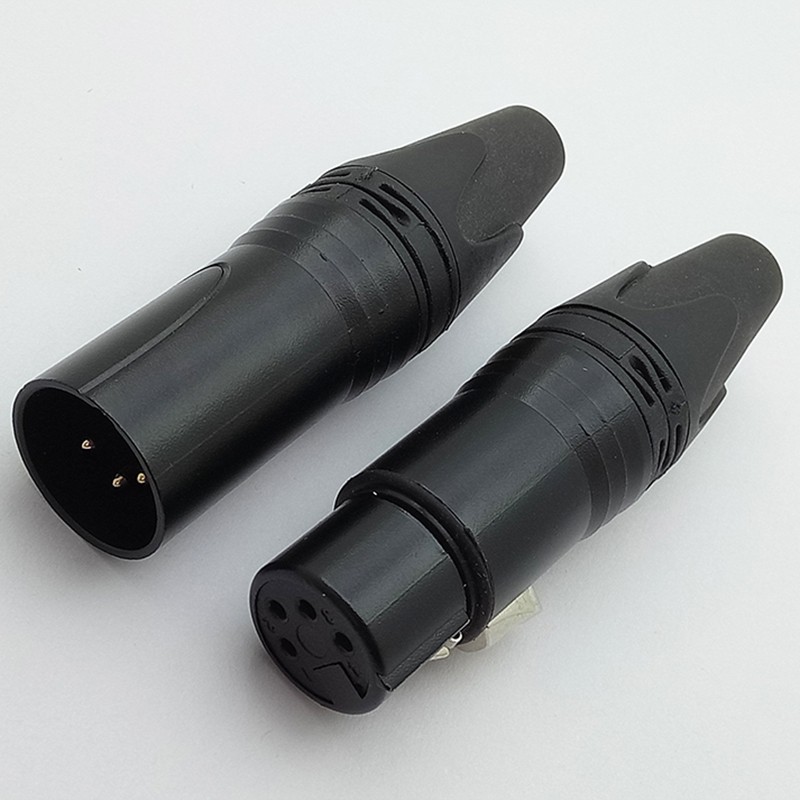 8pcs/4sets 4 Pins Microphone XLR Connector, Black Color, XLR Male Plug Female Jack Adapter