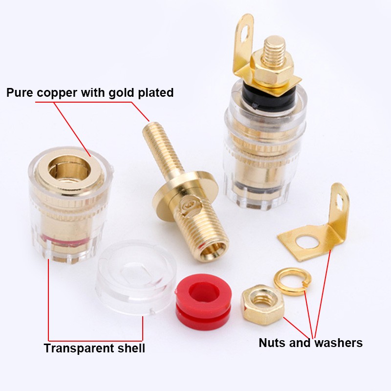 10Pairs 4mm Binding Post Audio Connector HIFI Terminals Cable, Binding Post for Loudspeaker, Copper with Gold Plated