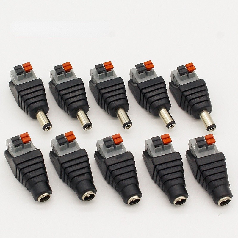 5pcs DC Male + 5pcs DC Female Connector 2.1*5.5mm DC Power Jack Adapter Plug Connector for 3528/5050/5730 Monochrome Light Strip