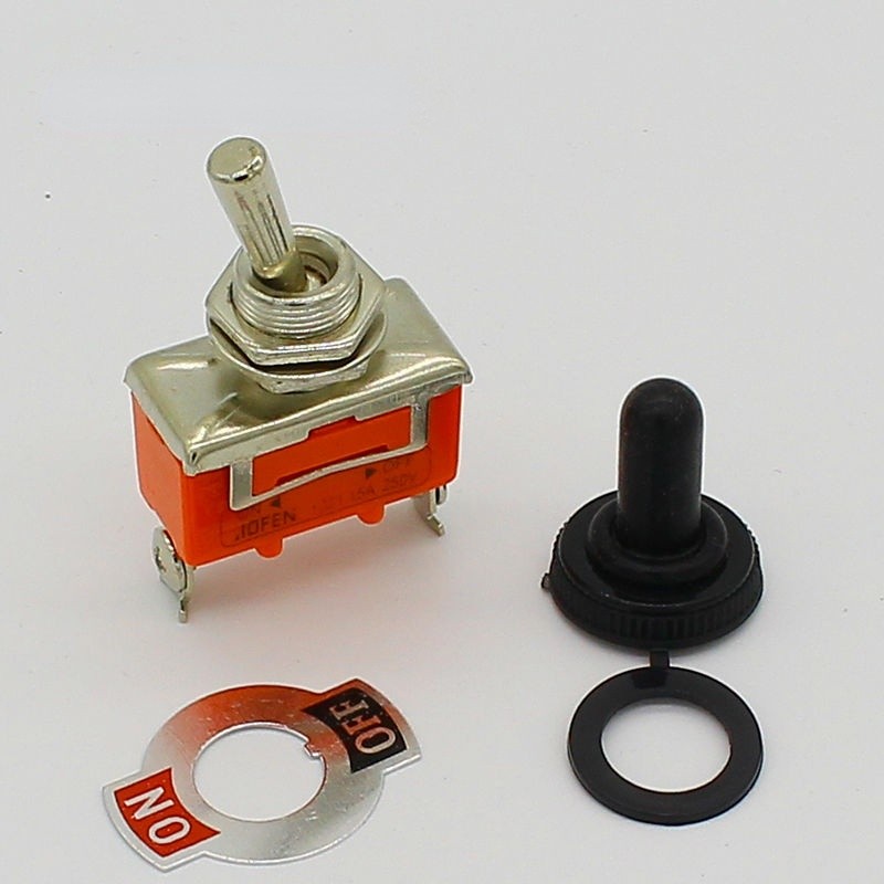 5pcs 15A 250V SPST 2 Terminal ON OFF Toggle Switch With Waterproof Cover