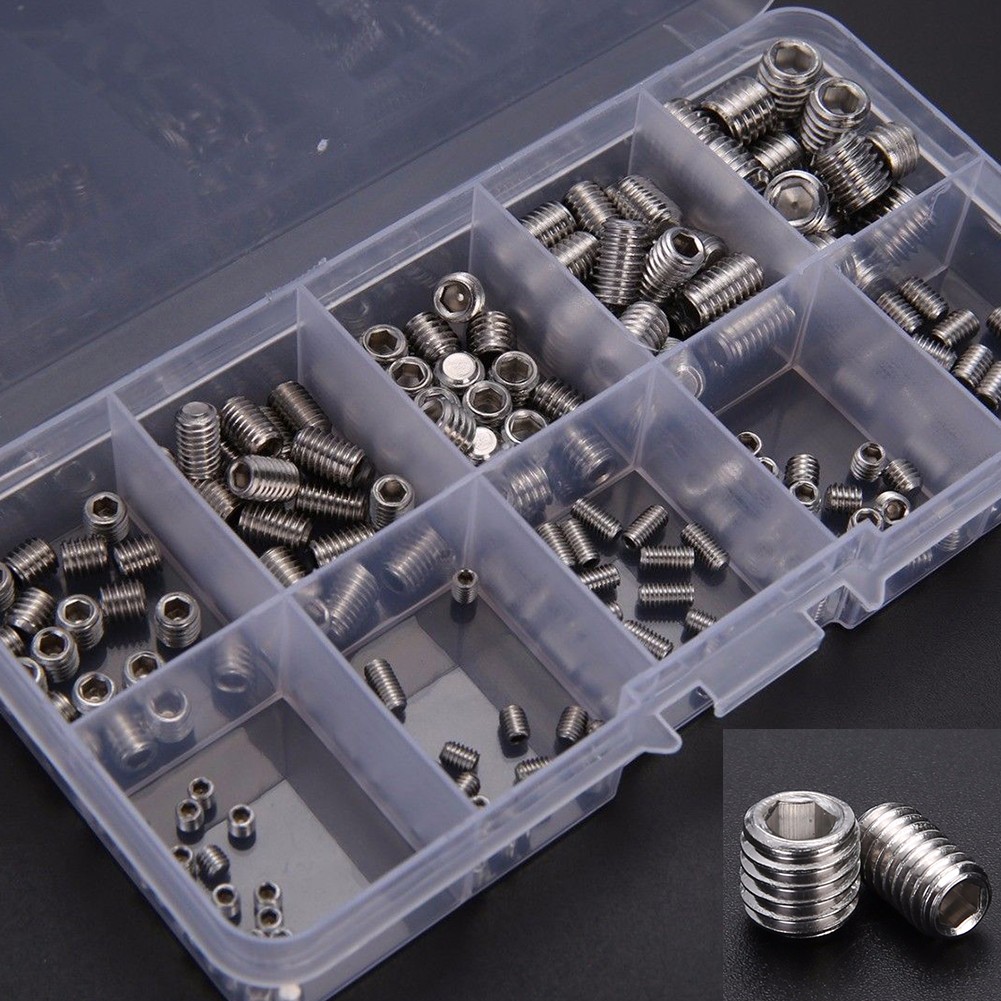 200pcs Assortment Home -M8 Repair Hexagon Manual Fasteners Stainless Steel Lightweight Screw Set