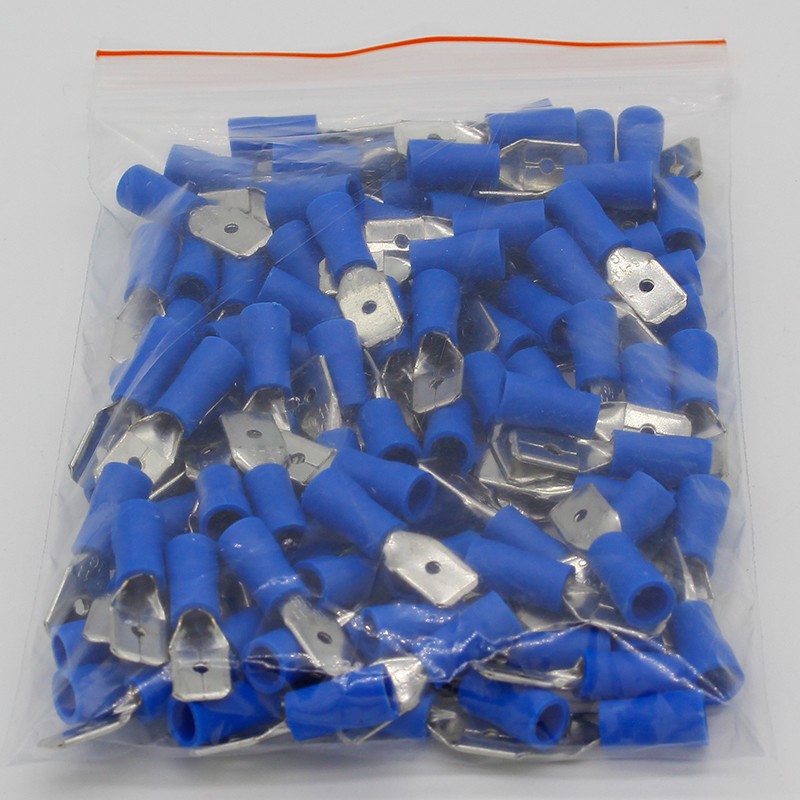 MDD2-250 MDD2.5-250 Male Insulated Spade Quick Connector Terminals Crimp Terminal AWG 100pcs/pack MDD