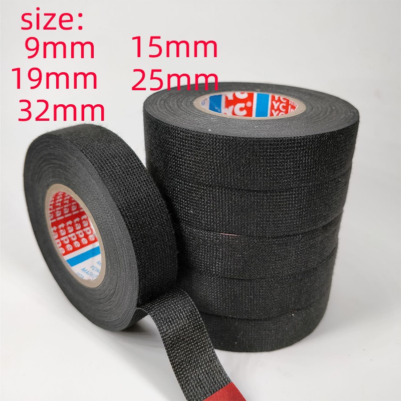 15M Heat Resistant Flame Retardant Fabric Tape Coroplast Car Tape Cable Holder Wire Loom Protection 9/25mm