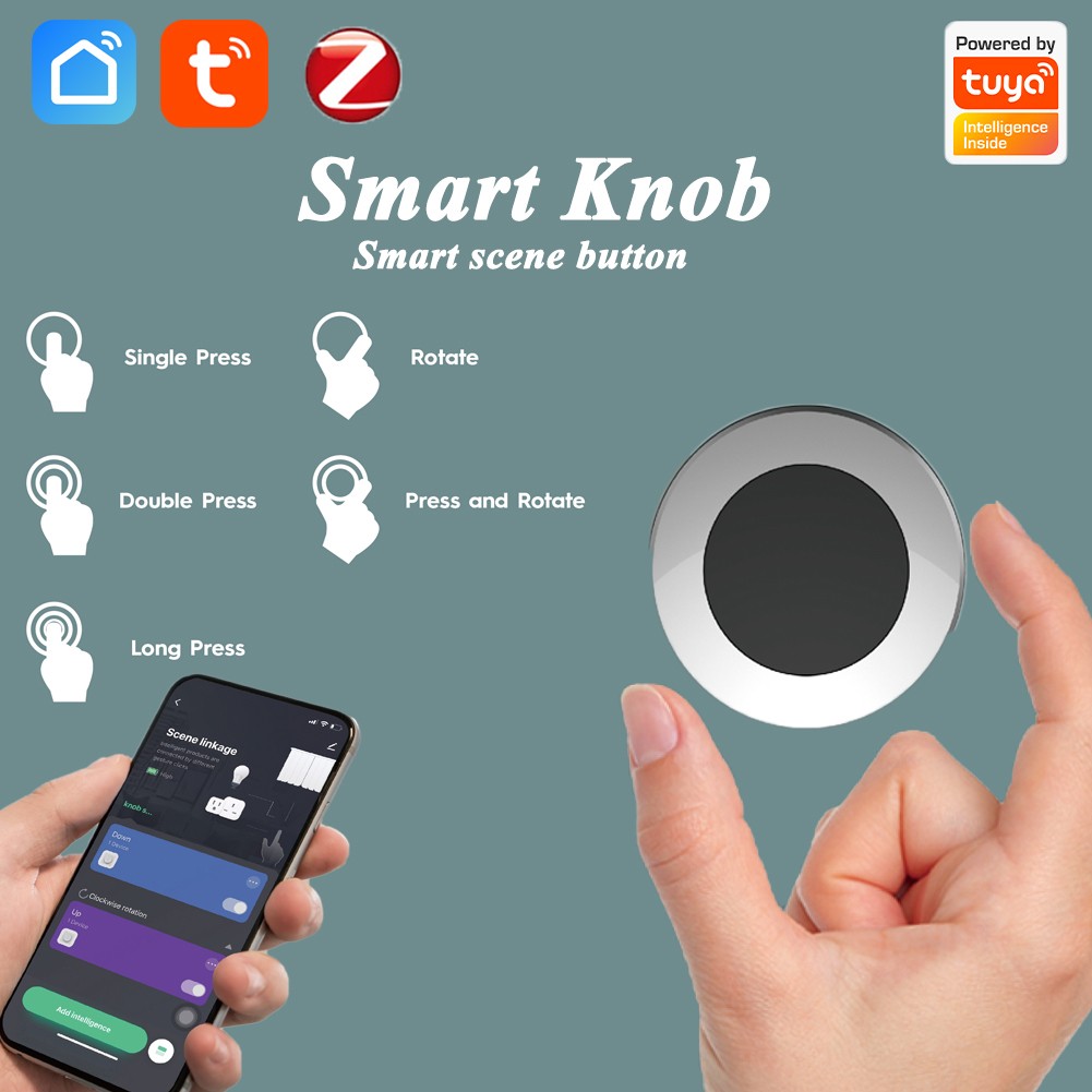 ZigBee Tuya Smart Knob Switch Wireless Scene Button Automation Scenario Controller With Smart Life Via ZigBee Smart Home Gateway