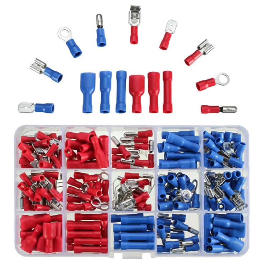 200pcs Durable Practical Tools Crimp With Case Metal Electrical Cold Pressing Assorted Insulated Wire Connector Kit