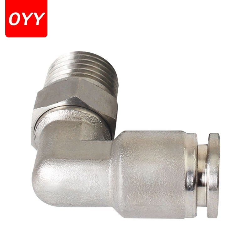 10pcs PL Series 304 Stainless Steel Trachea Quick Connector Plug Threaded Elbow Pneumatic Fittings PL8-02/4-M5/6-01/10-03