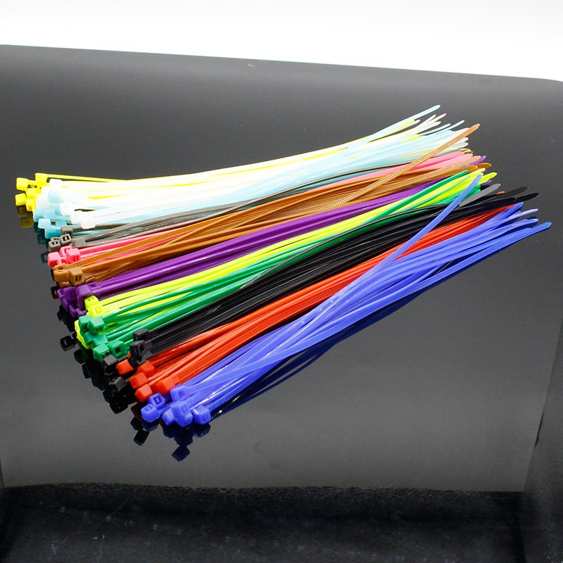 100pcs/pack 4*200mm width 2.7mm colorful factory standard self-locking plastic nylon cable ties, wire zip tie