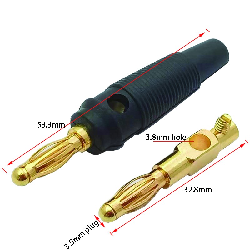 100pcs/50pairs Pin Banana Plug Gold Plated Copper 4mm Banana Connector Speaker Plug solderless