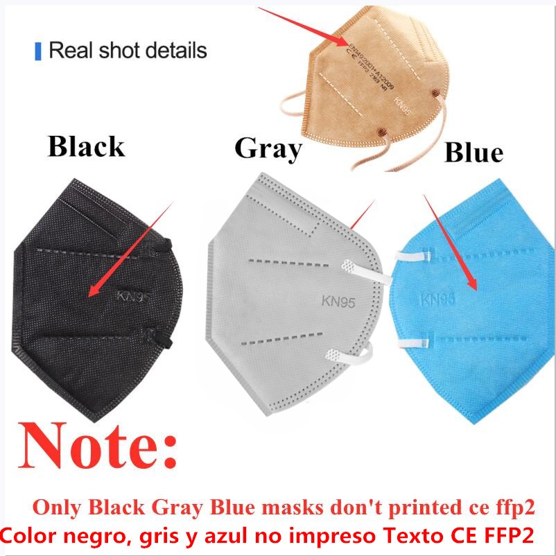 1-100pcs KN95 Masks ffp2fan 5 Layers Mouth Mask FFP2 KN95 Respirator FPP2 Masque FFP 2 Protective Face Mascarillas Masken CE