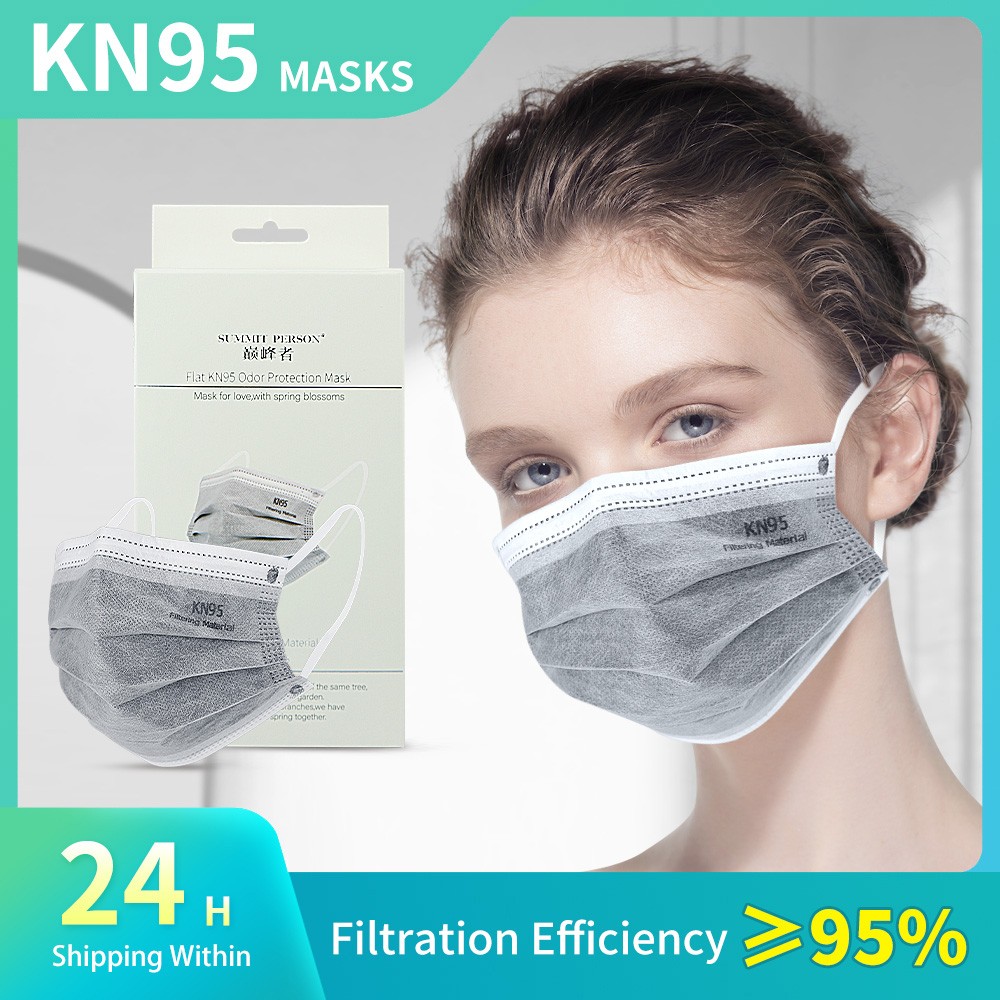 20pcs/box CE KN95 5 Layers Mask Gray Activated Carbon Dust Respirator Face Dust Mask FFP2 Korean KN95 ffp2fan