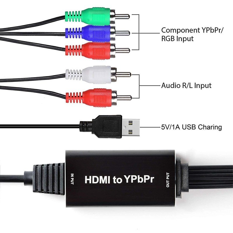 HDMI-Compatible YPBPR Converter Adapter 5RCA RGB Support 1080P Color Difference to RGB Converter 2M Converter Cable