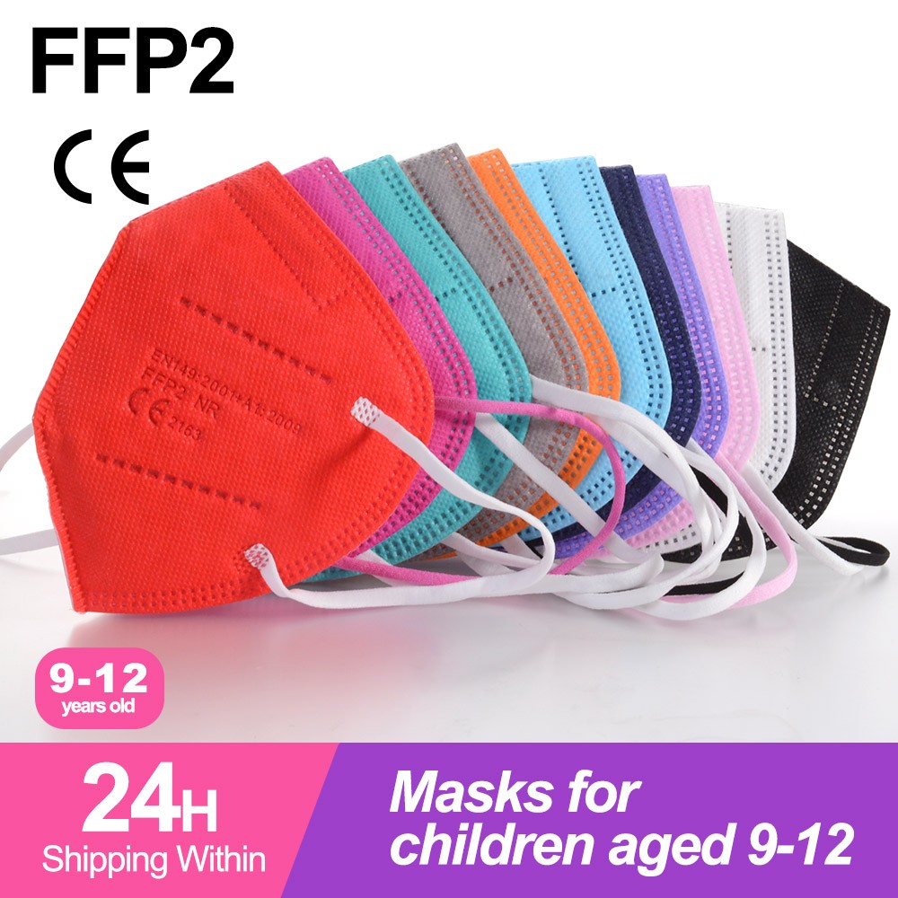 10-50 قطعة KN95 قناع N95MASK ffp2mask 9-12 سنوات للأطفال ffp2 mascarillas fpp2 niños homologadas negras masques منظمة ffpp2