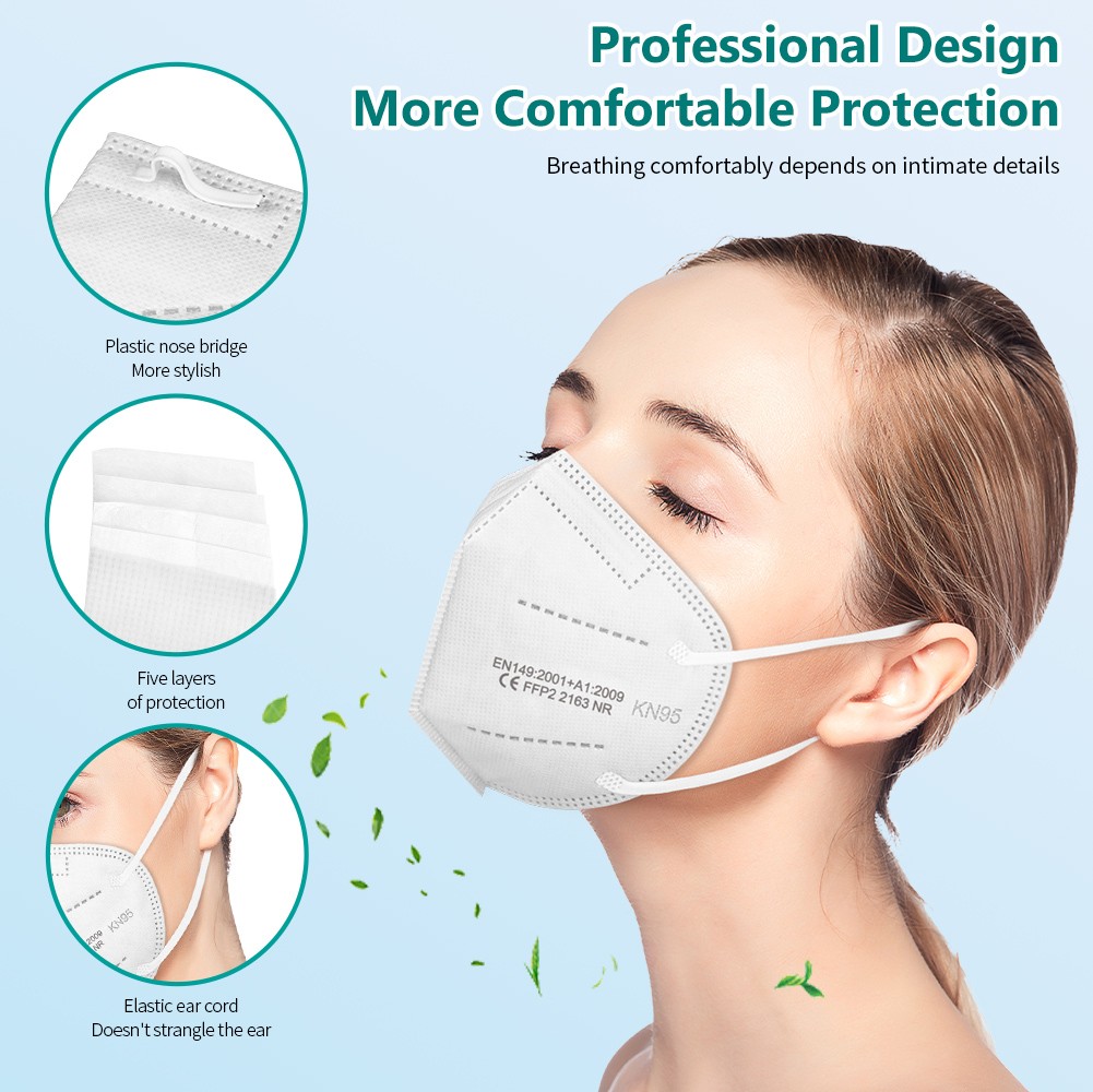 10-200 قطعة KN95 Maske KN95 Mascarilla FPP2 homology ada قناع الوجه الأبيض فلتر أسود KN95FFP2 قناع واقية أقنعة الفم ffp2fan