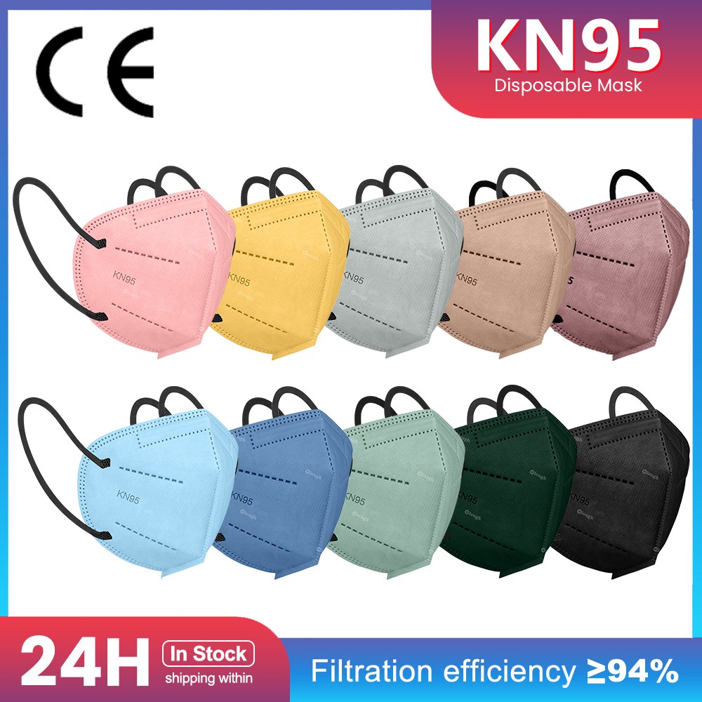 ماسكاريلا KN95 أقنعة الكبار Mascherine FFP2 Mascarillas FPP2 Negras ffp2necmorandi Colores 5 طبقات قناع وجه واقي