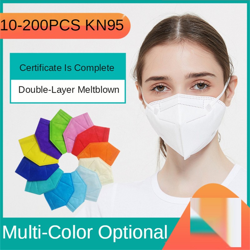 10-200pcs Multicolor mascarillas mask for adults ffp2 mask mascarillas fpp2 negras mascarilla fpp2 homology ada 5 layers mask FFP2 black