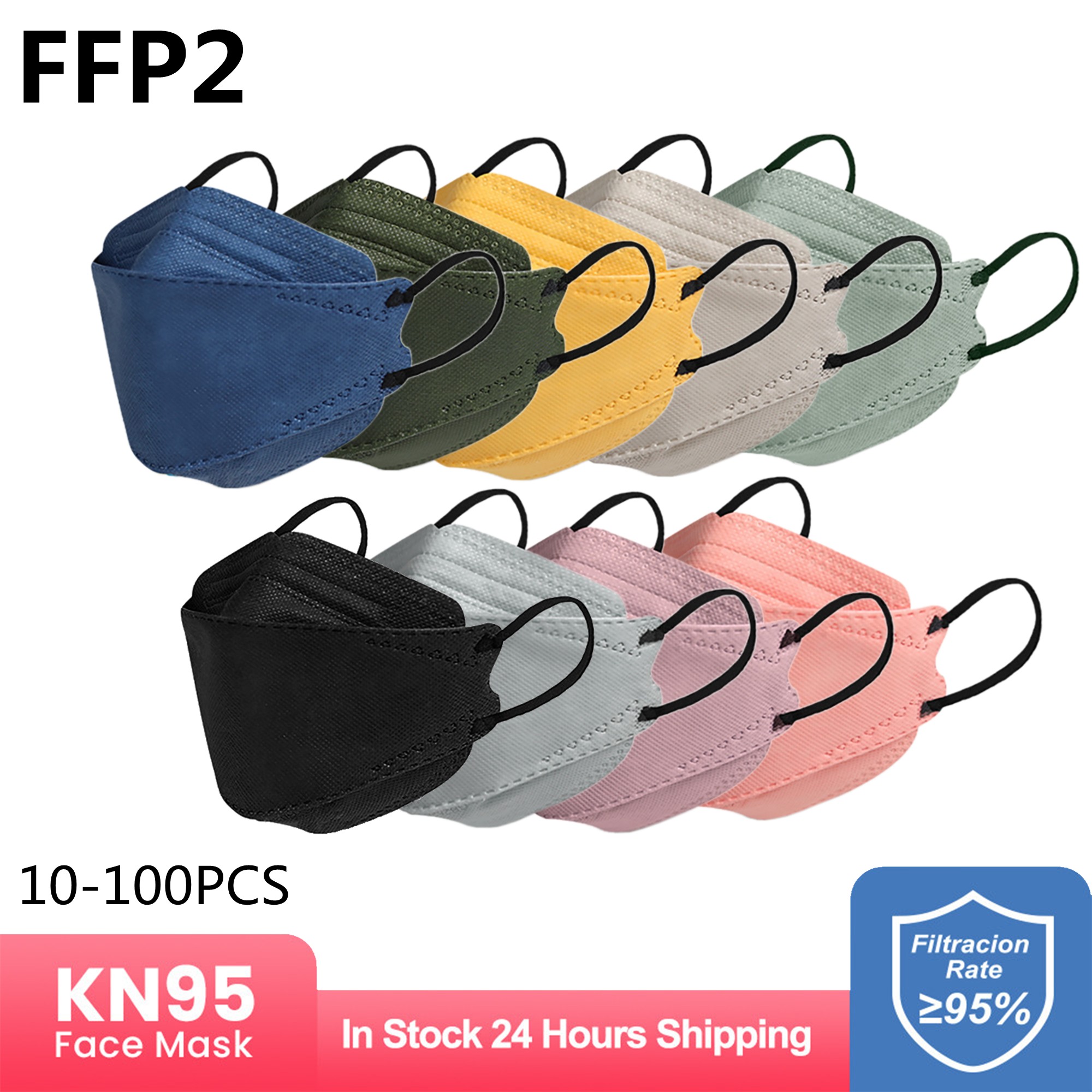 FFP2 قناع ملون KN95 قناع السمك FPP2 هومولوكادا 4 طبقات ffp2قناع أقنعة كورية للبالغين ffp2reuse zable Morandi Masque ffp 2