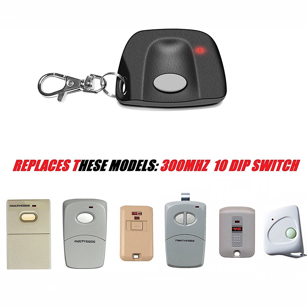 300mhz MultiCode 3089 3060 3070 4120 MCS308911 Remote Control Garage Door Opener Wireless Transmitter Key 10 Dip-Keys