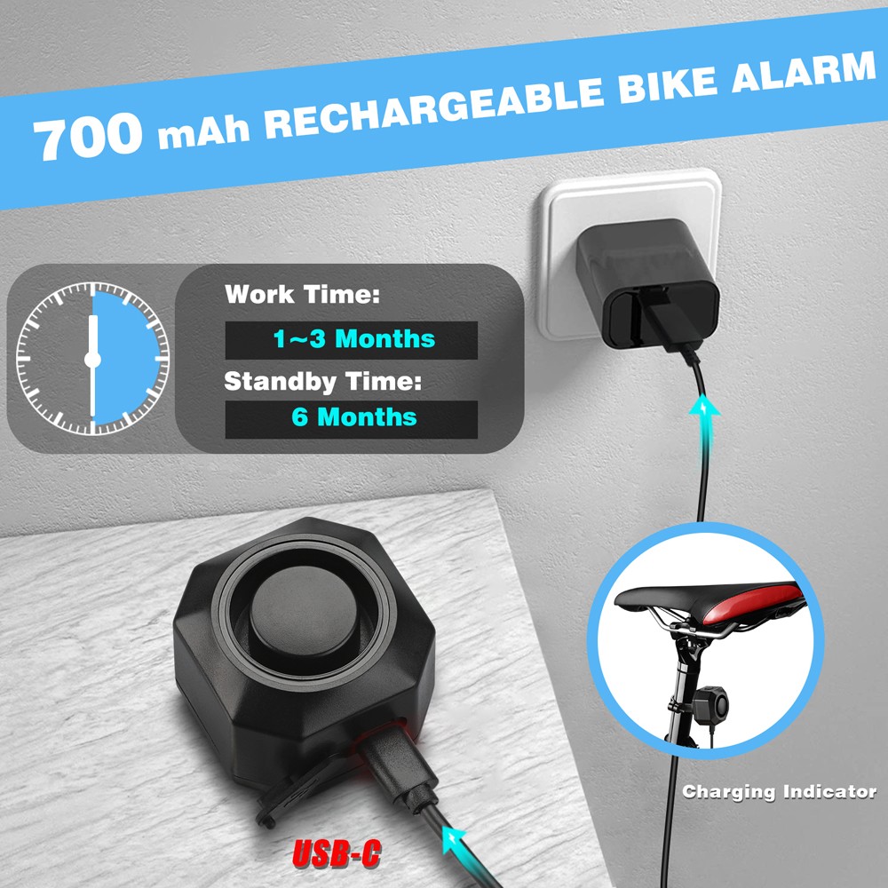 Elecpow Wireless Waterproof Bike Vibration Alarm USB Charging Remote Control Motorcycle Electric Bicycle Burglar Alarm Security