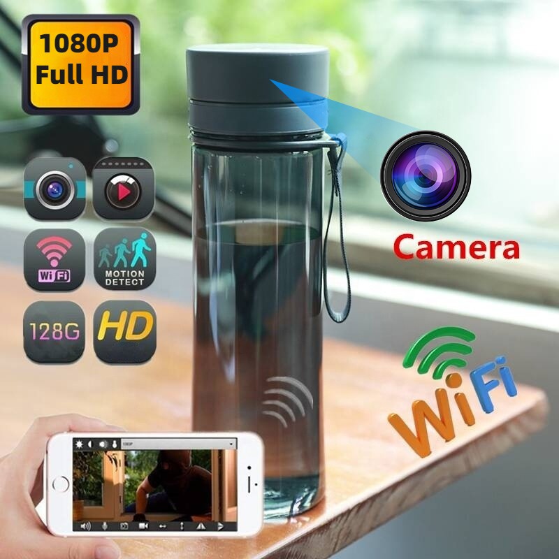 750ml Portable Water Bottle Pinhole Camera Mini Desk Water Cup Video Surveillance Camera & Audio Recorder Wifi Remote Monitor