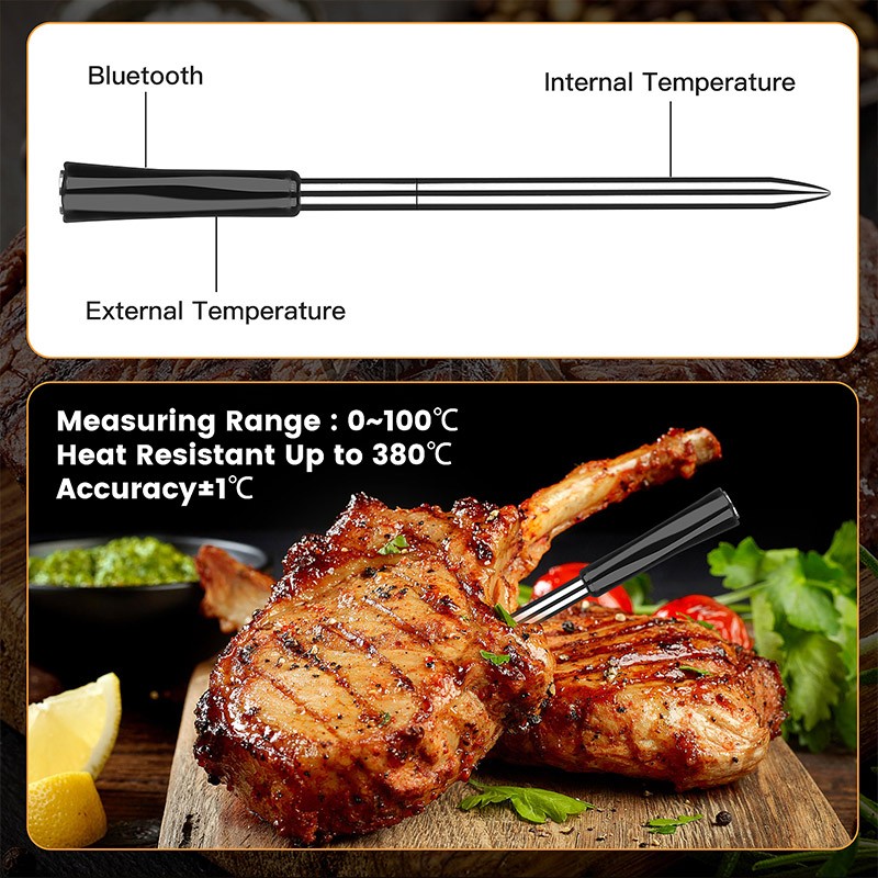 New USB Wireless Meat Thermometer for Oven BBQ Grill Steak Bluetooth Connect Digital Kitchen Smart Barbecue Accessories Gift