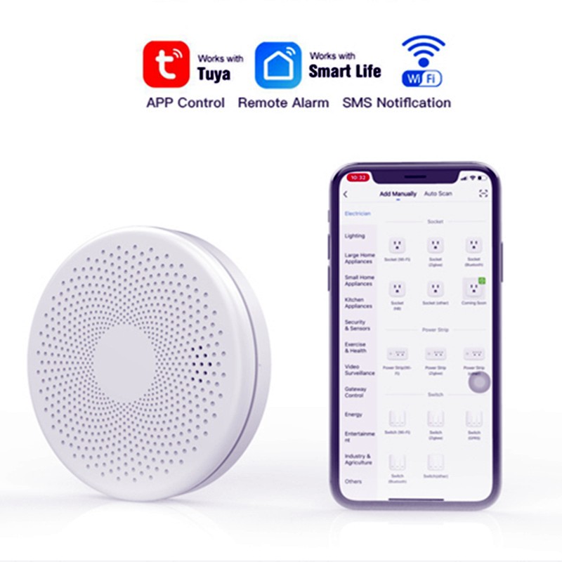 Tuya WIFI 2 in 1 Smoke Carbon Monoxide Combo Detector CO Smoke Alarm Sensor with LED Indicator, AA Battery Power