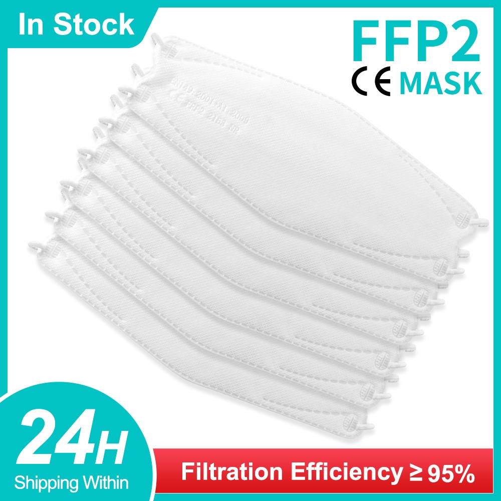 قناع سمك كوري أبيض للكبار KN95 Mascarillas 4 طبقات FFP2 Mascarilla FPP2 homology ada واقي الوجه ffp2fan CE Masque FFPP2