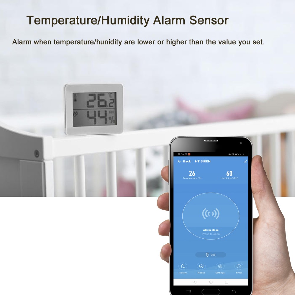 Haozee 3 in 1 WiFi Siren Connectivity with Temperature Humidity Sensor Tuya Smart Life Alexa Google Home