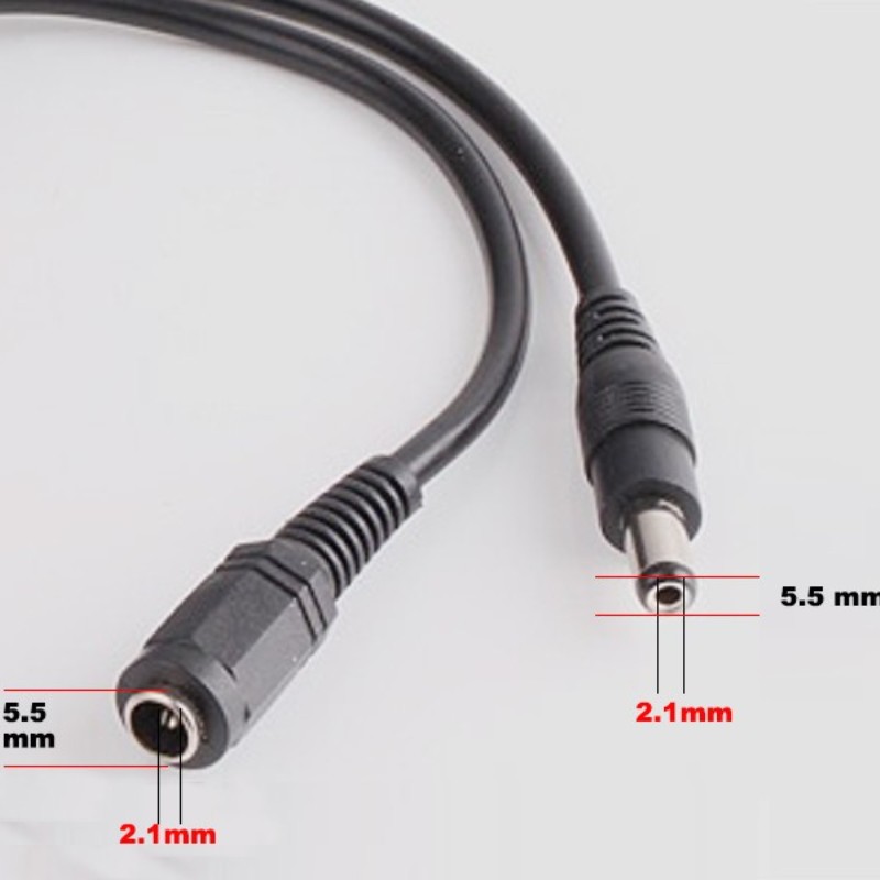 NEWCE DC12V Power Extension Cable 2.1*5.5mm Male to Female Connector for CCTV Security Camera Black Color 16.5ft 5m 10m Power