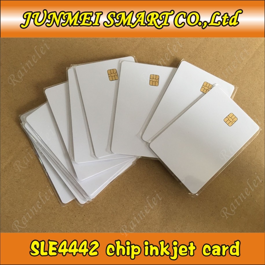 50pcs White Inkjet Printable Plastic IC With SLE 4442 Card ISO 7816 Blank Smart Contact IC Card For Epson/Canon Inkjet Printer