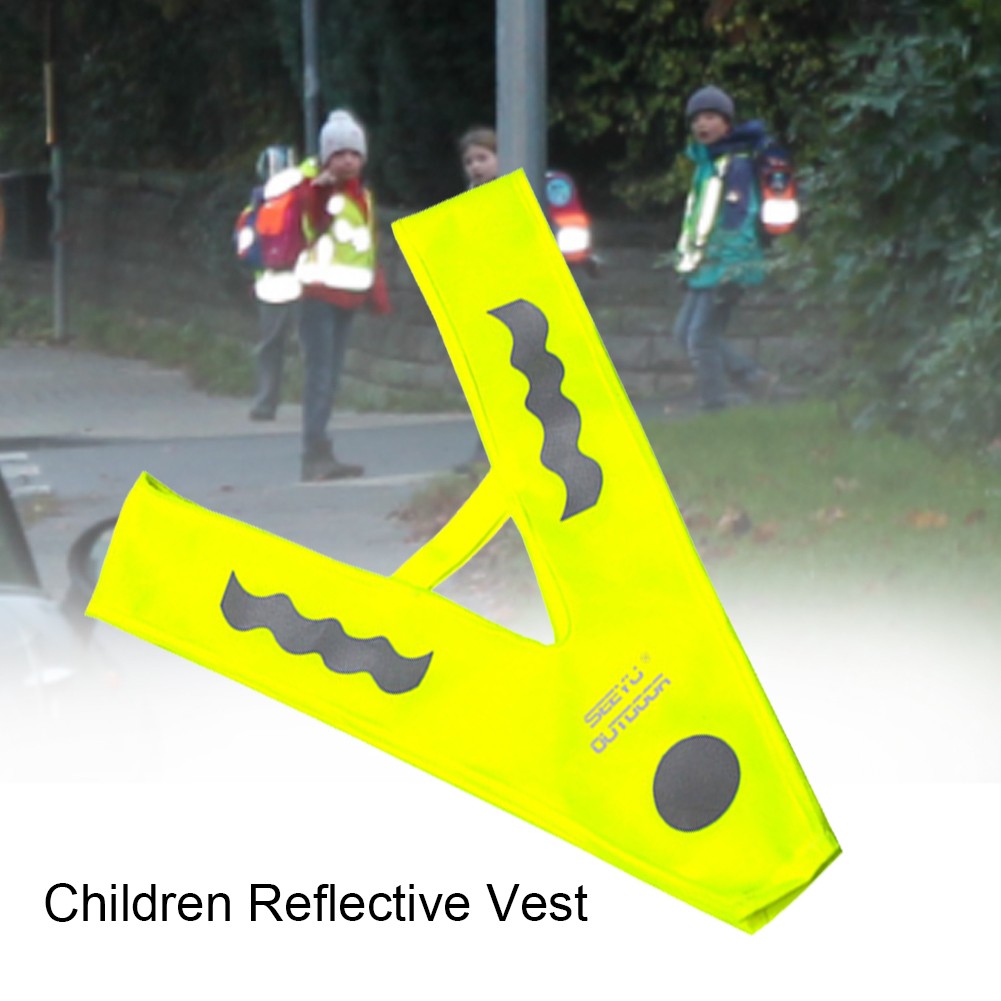 V-shaped Free Size Polyester Running Cycling High Visibility Traffic Safety Children Fluorescent Yellow Reflective Vest Students