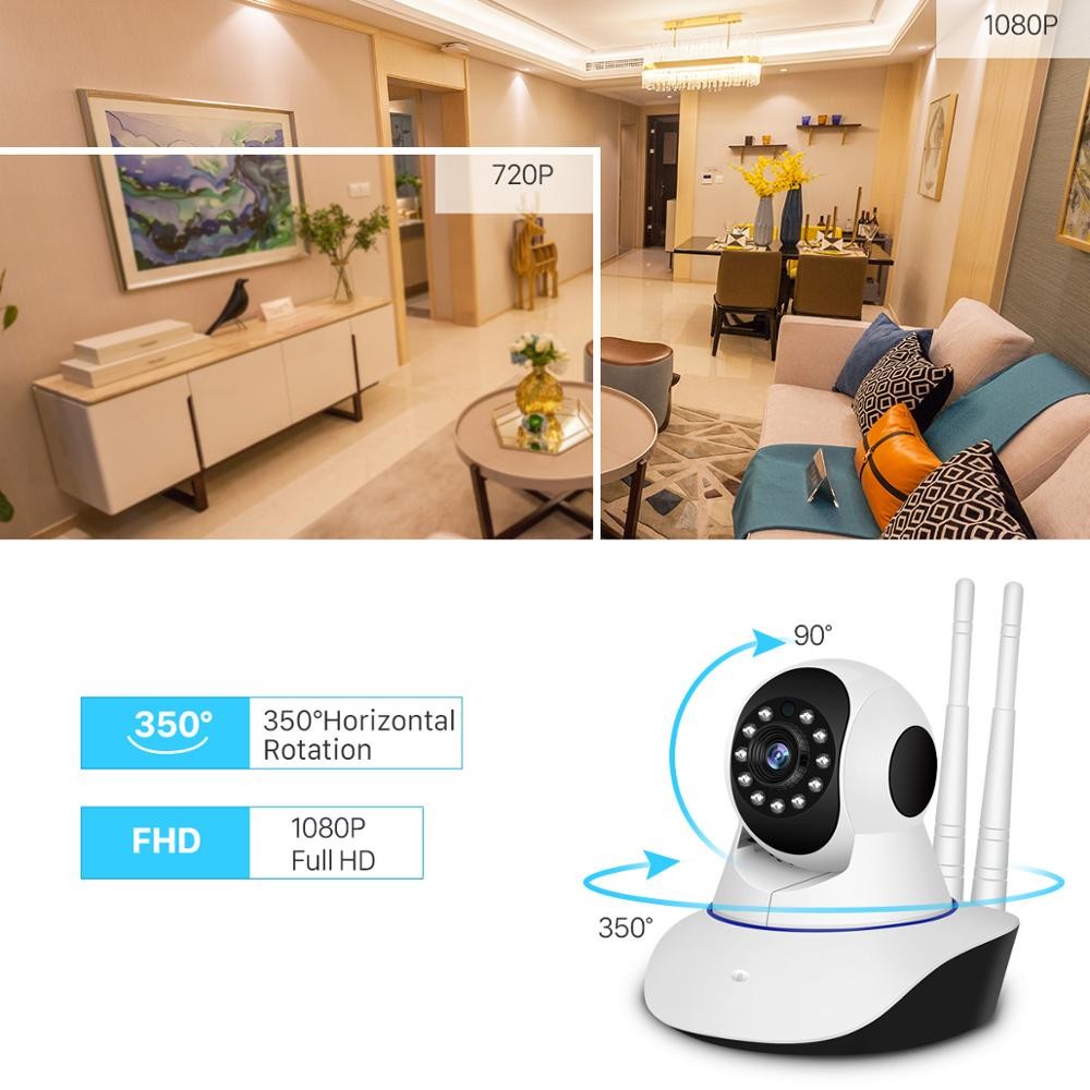 BESDER 3MP Dual Antanne Wireless IP Camera Smart WiFi IP Camera 360 Degree Home Panoramic Night Vision Webcam Cam