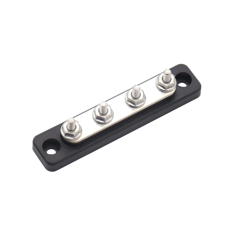 Bus Terminal Bar and Cover High Current 4 Way Busbar Distribution Block Assembly 4 Way 100A + Clear Top Cover for 12/24V Car