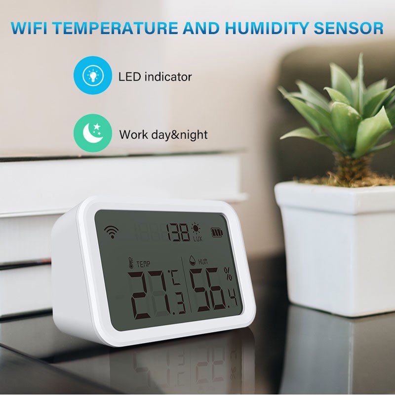 Tuya WiFi Temperature Humidity Sensor Indoor Thermometer LCD Display Thermometer SmartLife With Alexa Google Home