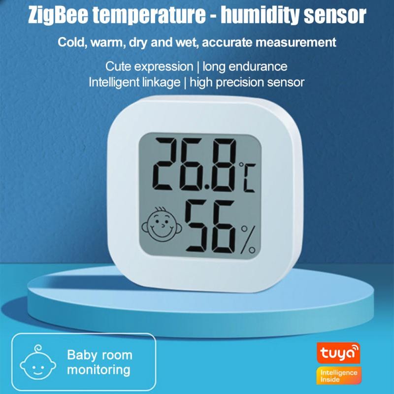 Tuya Zigbee Temperature Humidity Sensor Tuya Smart Life App Voice Remote Control LCD Screen Support Alexa Google Home