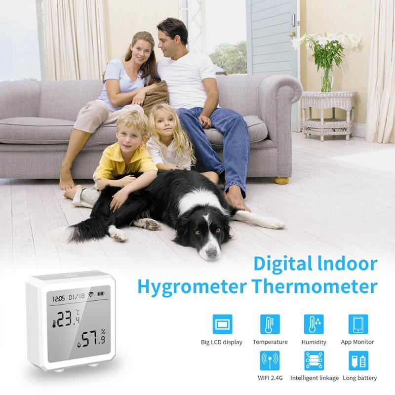 Tuya Smart WiFi Temperature Humidity Sensor LCD Display Indoor Hygrometer Thermometer App Remote Control for Alexa Google Home