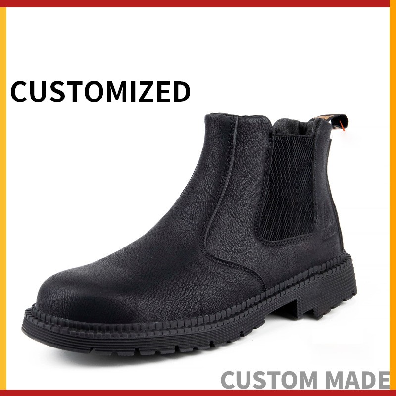 Work Boots 6 Inch Steel Toe Slip On Safety Slim Fit Leather Boots Static Dissipation Breathable Quick Dry Waterproof Stab