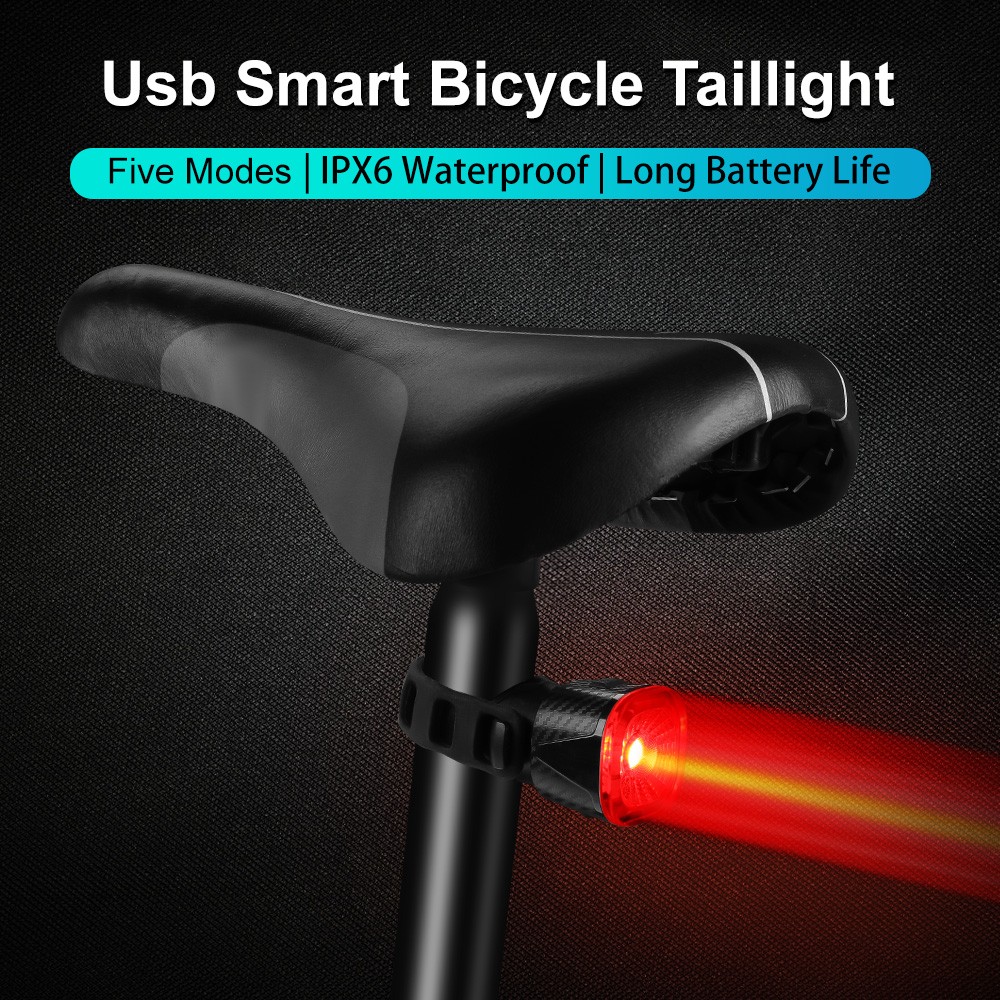 Awapow Bicycle Brake Tail Light Smart USB Charging Cycling Light IPX6 Waterproof LED Smart Safety Brake Auto Sensor Bike Lamp