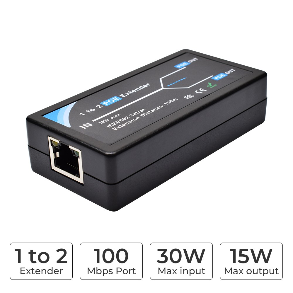 2 port POE extender port transmission extender IEEE802.3af max extend 120m transmission poe extender for ip camera transmission