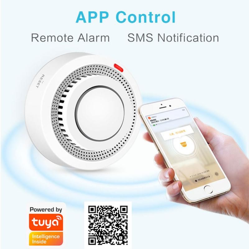 Tuya Zigbee Smoke Detector Fire Protection Standalone Alarm Sensor Battery Operated Smart Life Push Alert Home Security