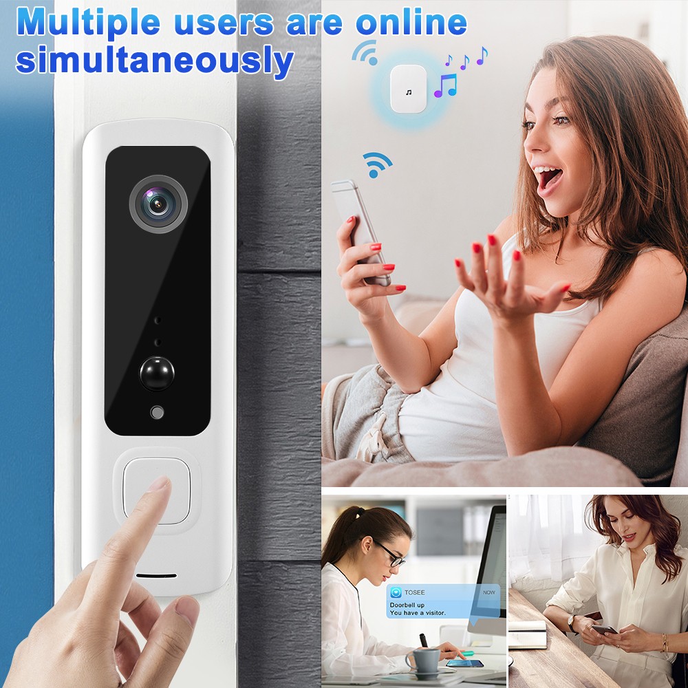 Elecpow Tuya Video Doorbell Smart Home Wireless WiFi Phone Intercom Doorbell 155 Degree View PIR Night Vision Security Camera