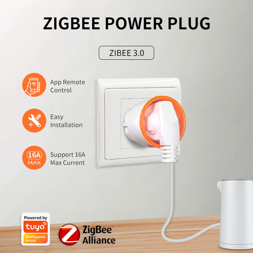 2022 Tuya Smart zibee 3.0 قابس طاقة 16A مخرج EU 3680 واط متر جهاز تحكم عن بعد يعمل مع Alexa و Tuya Hub