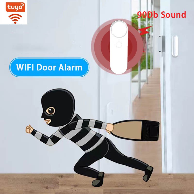 Smart Home Door Switch Magnetic Sensor Window Detector Compatible with Alexa Tuya APP Remote Control and Alerts