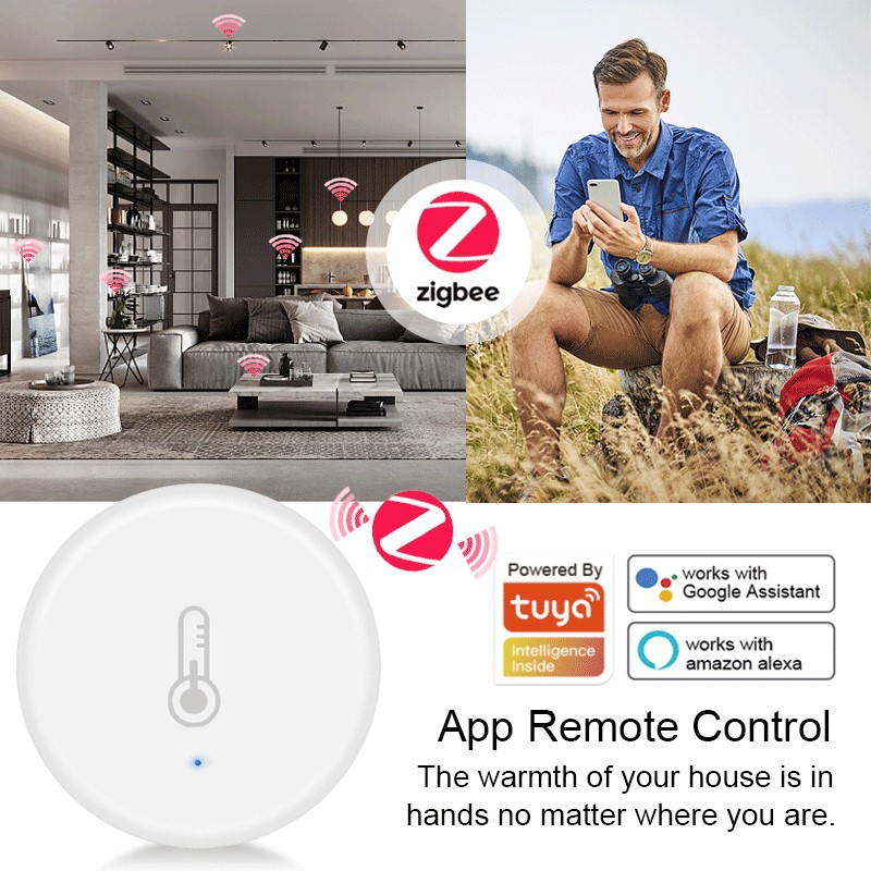 Tuya Smart Temperature Humidity Sensor Zigbee Indoor Real-time Monitor Thermometer Detector Smart Life Control For Alexa