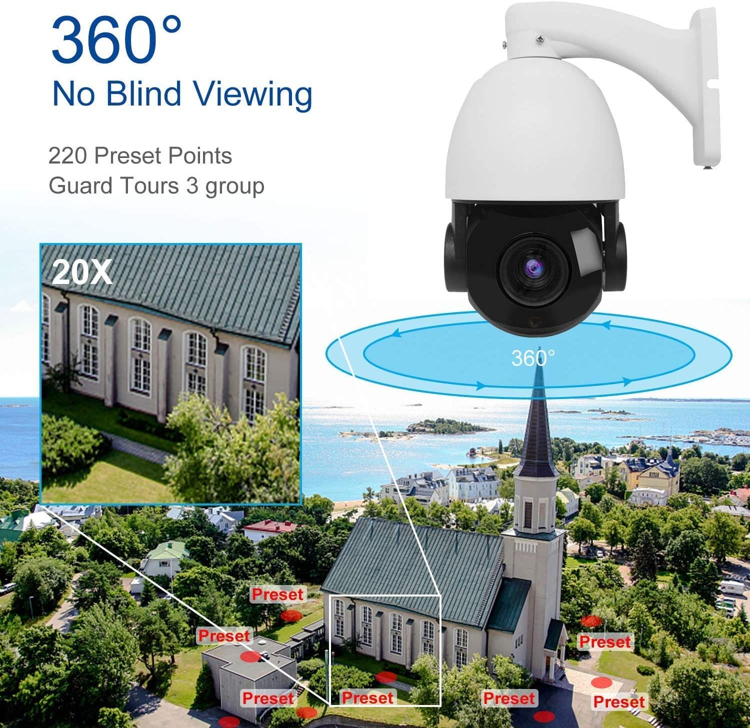 Unilock 4K 8MP Outdoor PTZ POE IP Security Camera 20X Speed ​​Dome CCTV Camera Hikvision Protocol Auto Zoom Cam 80m IR IP66