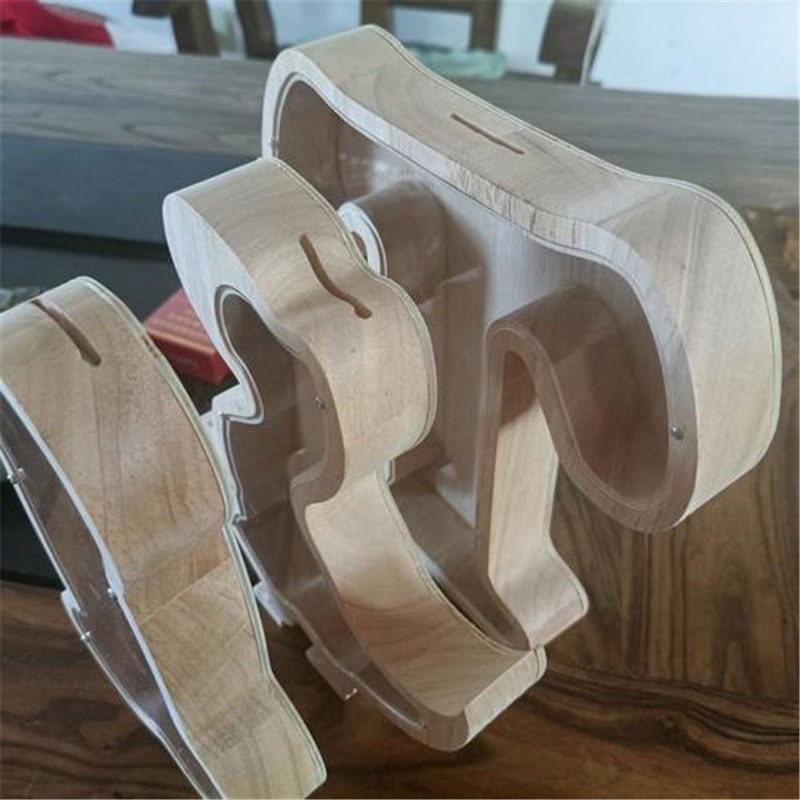 Wooden Animal Letter Piggy Bank Money Saving Box Cute Dinosaur Money Boxes Coin Piggy Bank Transparent Glass for Adult Children