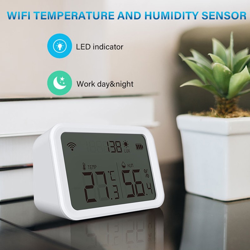 WiFi Smart Home Temperature Humidity Sensor With LCD Screen Indoor Thermometer Work Alexa Google Home Via Tuya APP Control