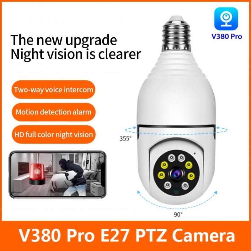 2MP Tuya Smart Life E27 Bulb Lamp Camera 1080P WiFi IP PTZ Infrared Night Vision Home Security Auto Tracking Video Surveillance Camera