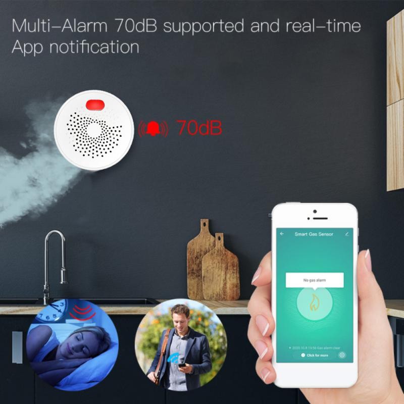 Tuya Zigbee/Wifi Natural Gas Sensor Combustible Household Smart LPG Gas Alarm Detector Leakage Sensor Fire Safety Smart Home